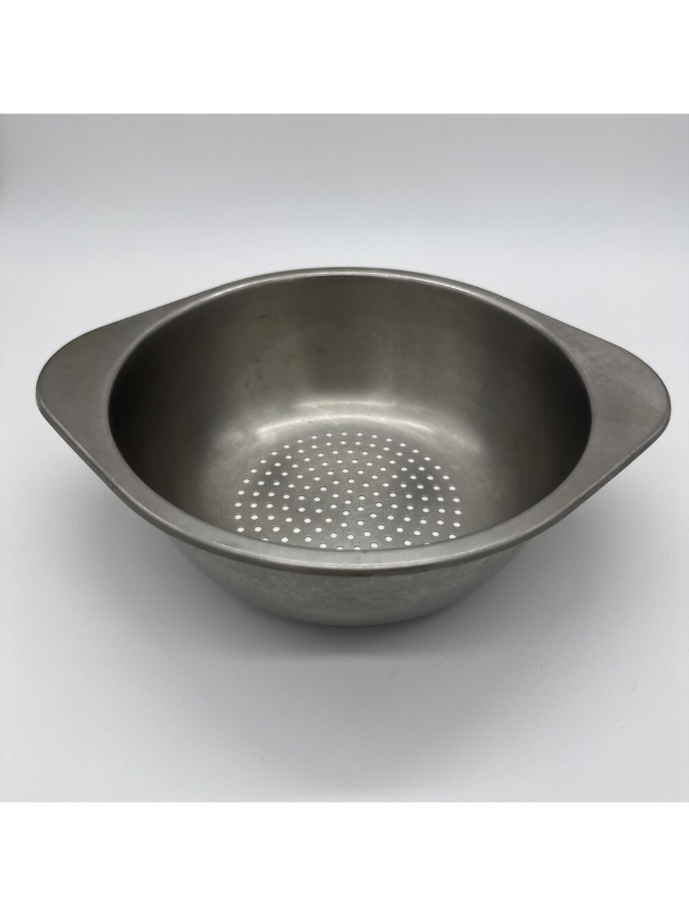 Vintage Stainless Steel Colander Strainer Bowl Side Handles 7" Opening Kitchen